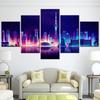 5 Panel Abstract Tokyo Tower City Nights Scenery Poster Printed Painting On Canvas Aesthetic Room Decor Home Decoration Picture