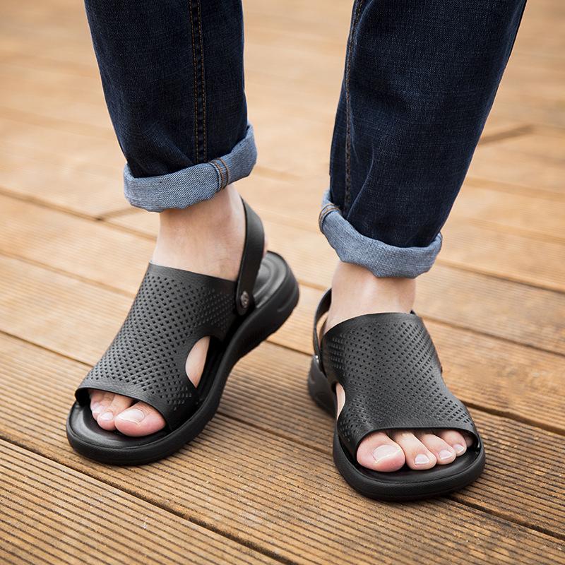 Fashion Genuine Leather Men Sandals Male Summer Shoes Outdoor Casual Sandals Cowhide Beach Shoes Two Uses Men's Sandals 6985