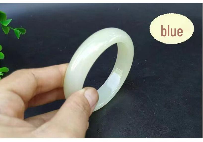 Women's Xinjiang Hotan White Jade Flat Bracelet - Natural Mutton Fat Concubine Jade