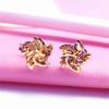Exquisite Purple Gold 585 Russian Shiny Windmill Stud Earrings Women'S Exquisite Fashion Rose Gold Plated Earrings Simple