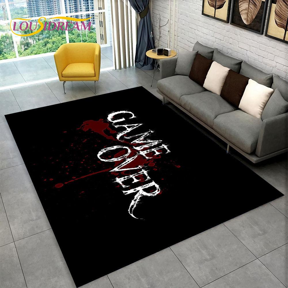 3D Cartoon Gamer Game Over Area Rug,Carpet Rug for Living Room Bedroom Sofa Playroom Doormat Decor,Kids Play Non-slip Floor Mat