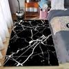 Modern Black Marble Pattern Carpet with White Veining, Stylish Decor Suitable for Use As an Anti-slip for Living Room Bedroom Sofas