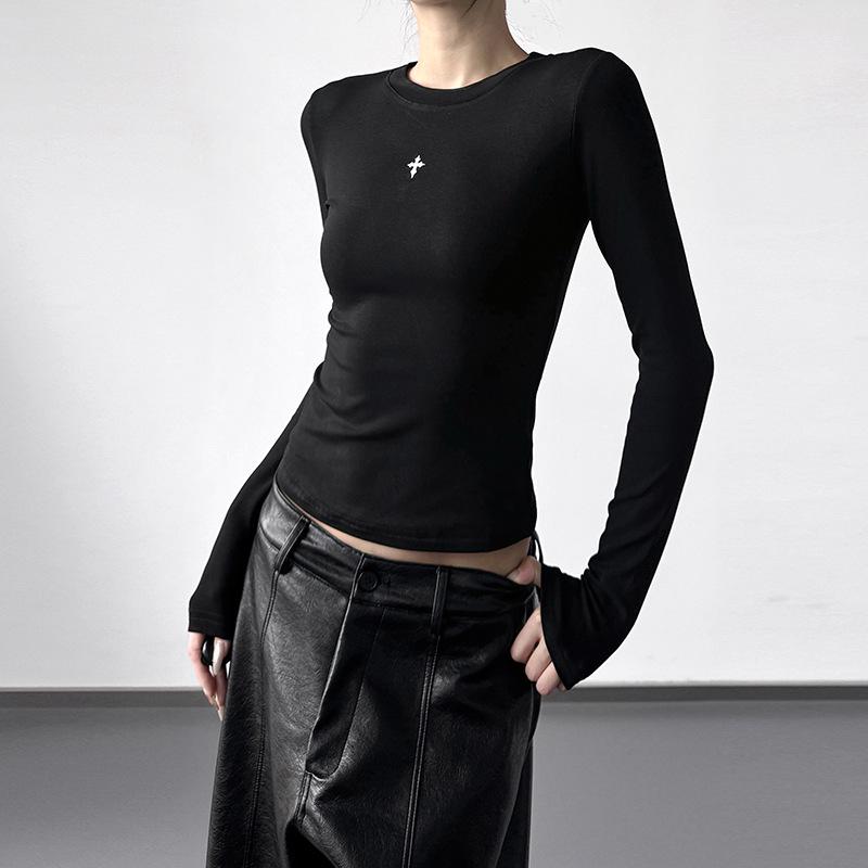 

Women s 2025 Autumn/Winter Long Sleeve Slimming Round Neck Top for Tall Figures Medium