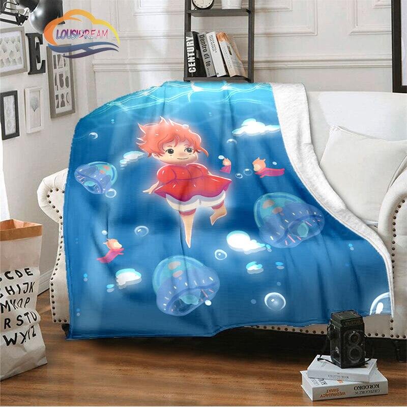 Ponyo On the Cliff Cute Cartoon Blanket Miyazaki Hayao Animation Series Blanket Four Seasons Blanket for Children and Adults