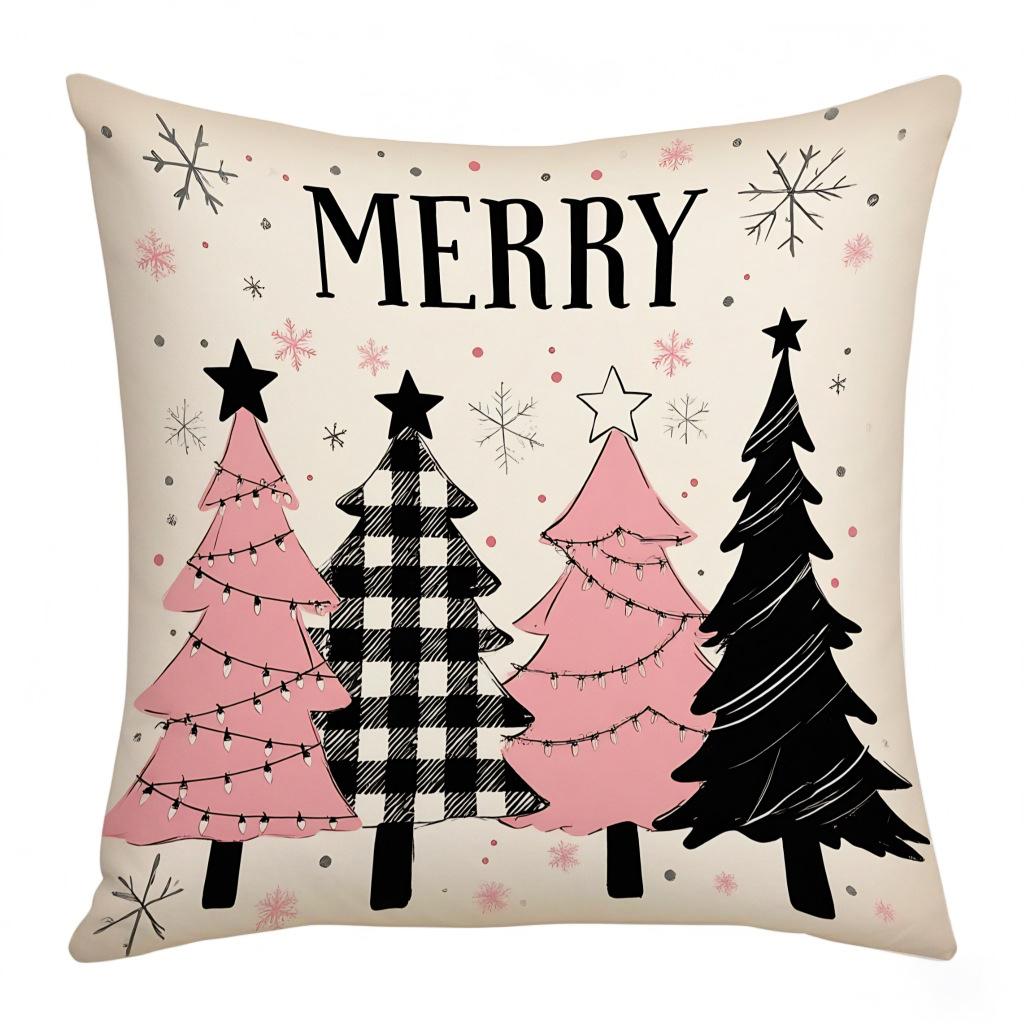 Christmas Printed Pillow Case Cute Santa Claus Gift Snowman Fashion Decorative Linen Plush Pillow Case