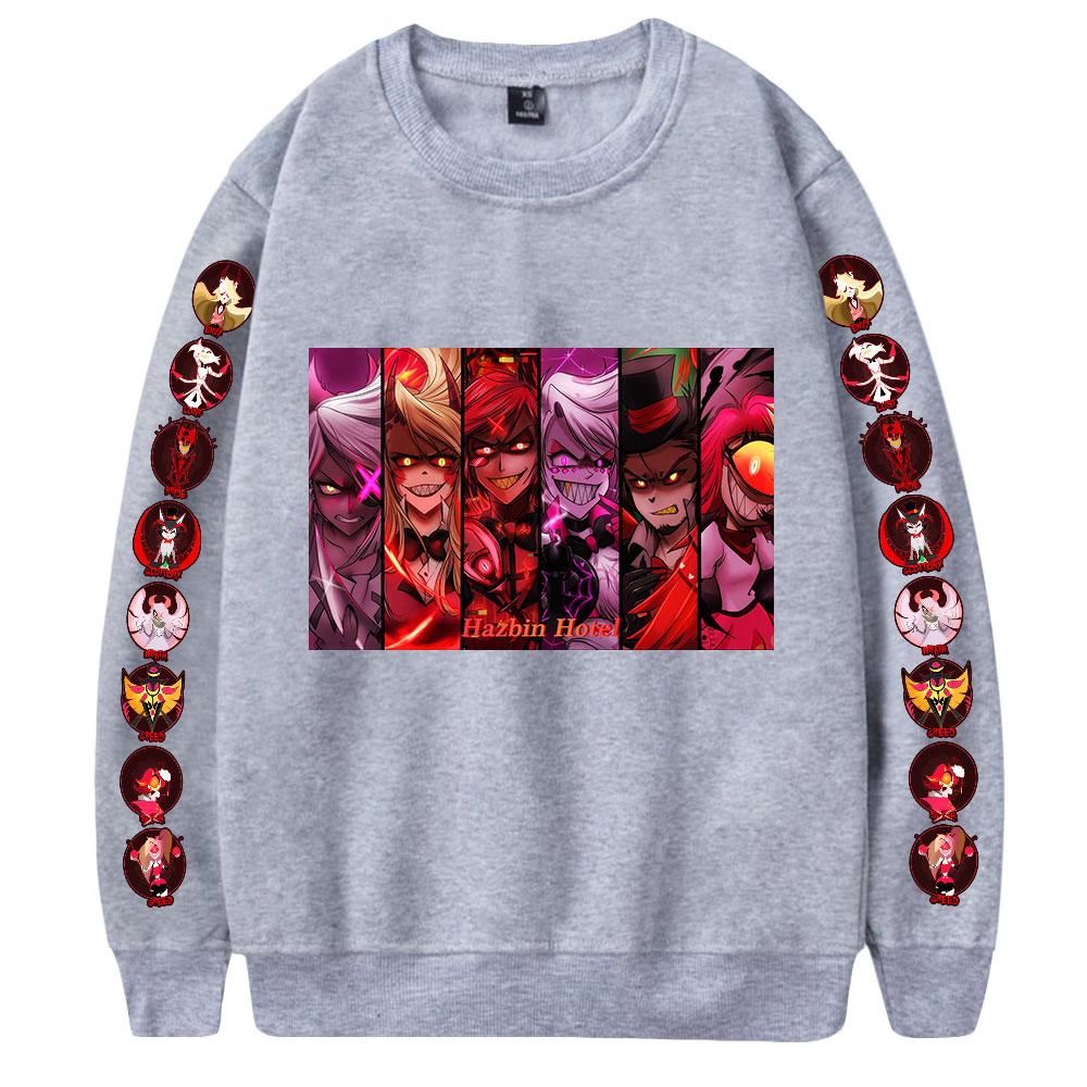 Hanorac cu gât în ​​formă de Hazbin Hotel Femei/Bărbați Hanorace cu mânecă lungă la modă Imprimeuri anime Haine casual Streetwear
