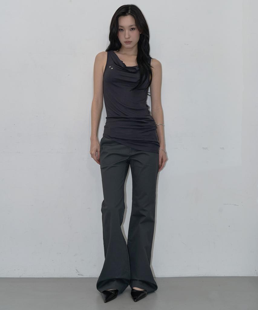 ZIZEMUSEUM Cowl Drape Two-Way Top (Charcoal)
