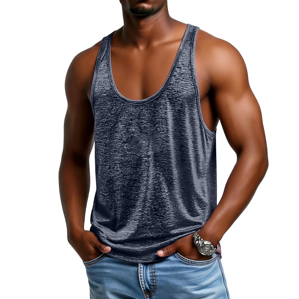Man's Loose Large Size Exercise Color Breathable Wear A Sweat Absorbing Garment Elasticity I,Shaped Vest