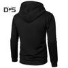 Men Fall Winter Hoodie Solid Color Drawstring Long Sleeves Jacquard Design Hooded Elastic Cuff And Hem Thin Daily Wear Casual Sport Top