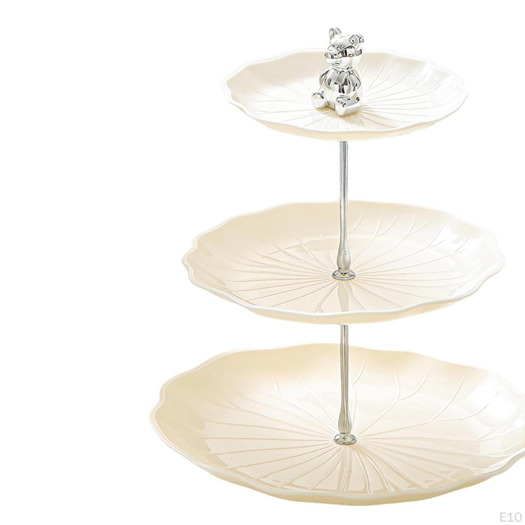 Dessert Cupcake Display Stand 3 Tier Table Centerpiece Pastry Serving Tray with Metal Rod for Tea