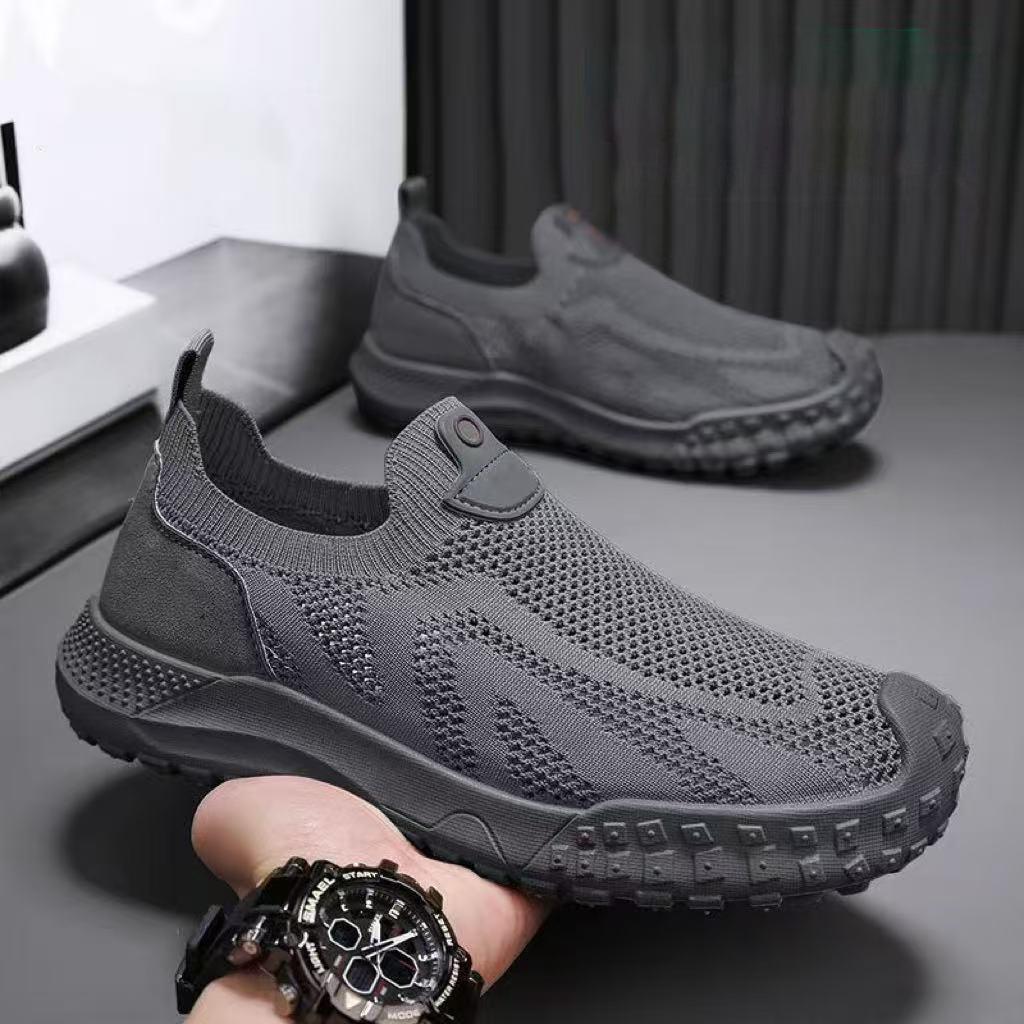 

Men s shoes summer breathable sports shoes casual shoes summer breathable mesh shoes one-pedal shoes men s lazy shoes flying woven shoes 39