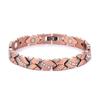 European and American Cross-Border Leaf Inlaid Diamond Magnetic Bracelet, Antique Red Copper, Brushed, Adjustable.