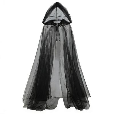 Černá svatební šála Čarodějnický cosplay plášť Halloweenská kápě Kostým na herní párty Rekvizity Sváteční převlek Upíří kostým