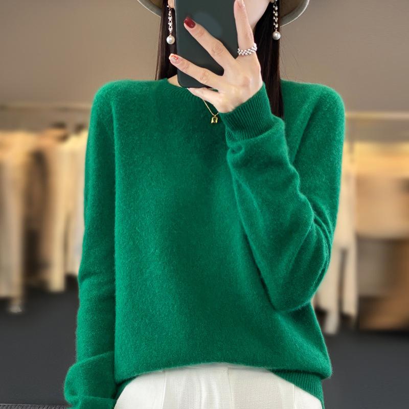 Sweater Women O-neck Cashmere Knitwear Female Pullover Autumn Winter Casual Tops Solid Color Soft Clothing