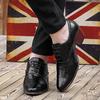 High-heeled pointed new casual leather shoes business men's shoes medium-heeled lace-up retro single shoes dance increases foreign trade
