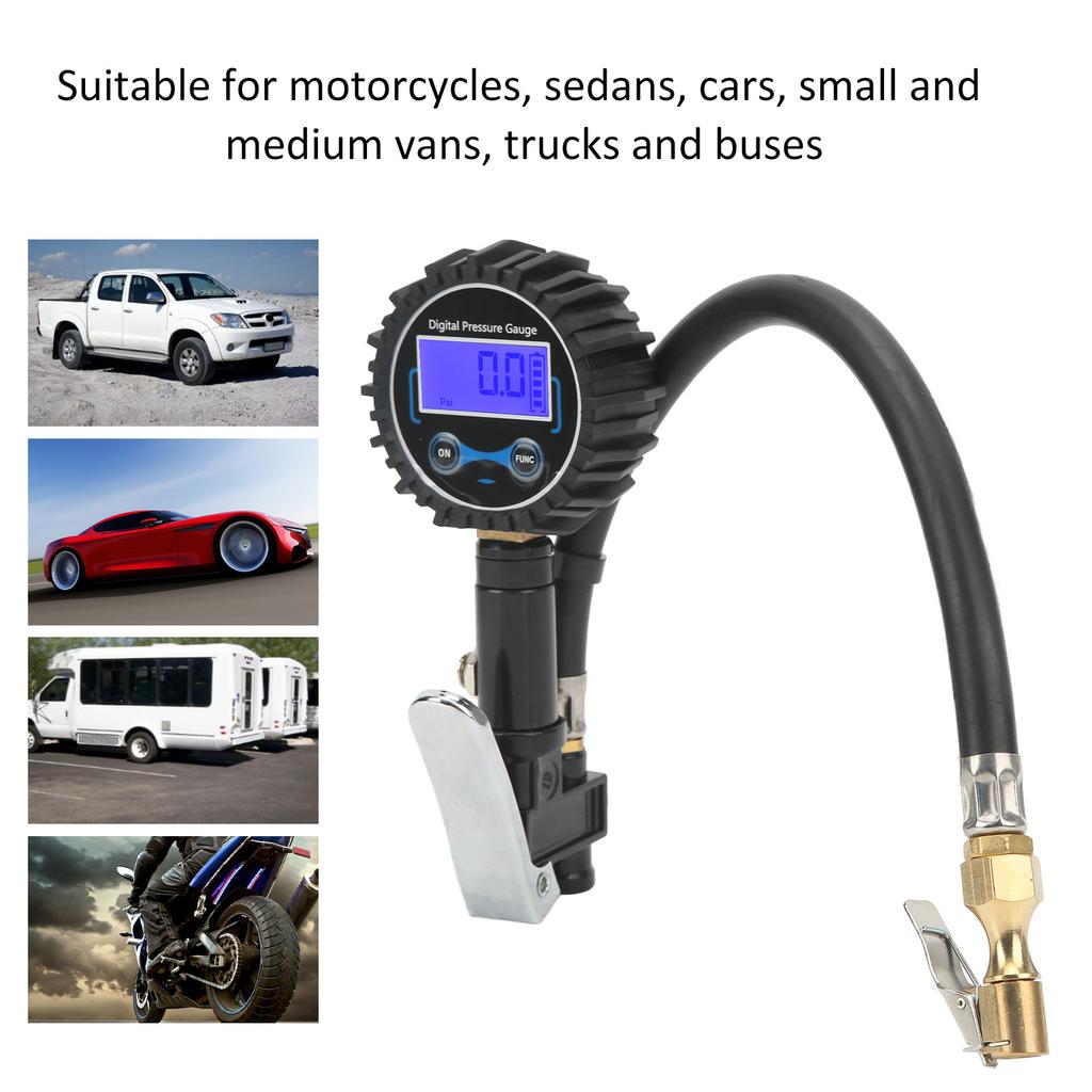 Tire Pressure Gauge Automatic Off Easy Read Universal 4 Pressure Units Digital Tire Inflator for Motorcycle Car Van Truck Bus