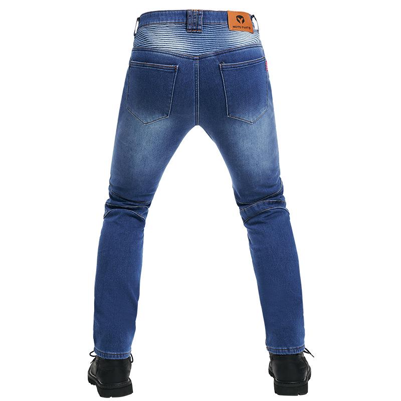 Unisex Fleece-Lined High Waist Motorcycle Riding Jeans with Protectors - Windproof, Warm, Fall-Proof.