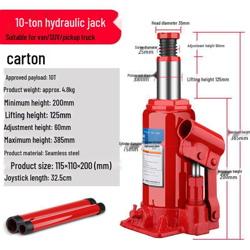 2-Ton Vertical Hydraulic Bottle Jack for Small Cars, Off-road SUVs, and Vans