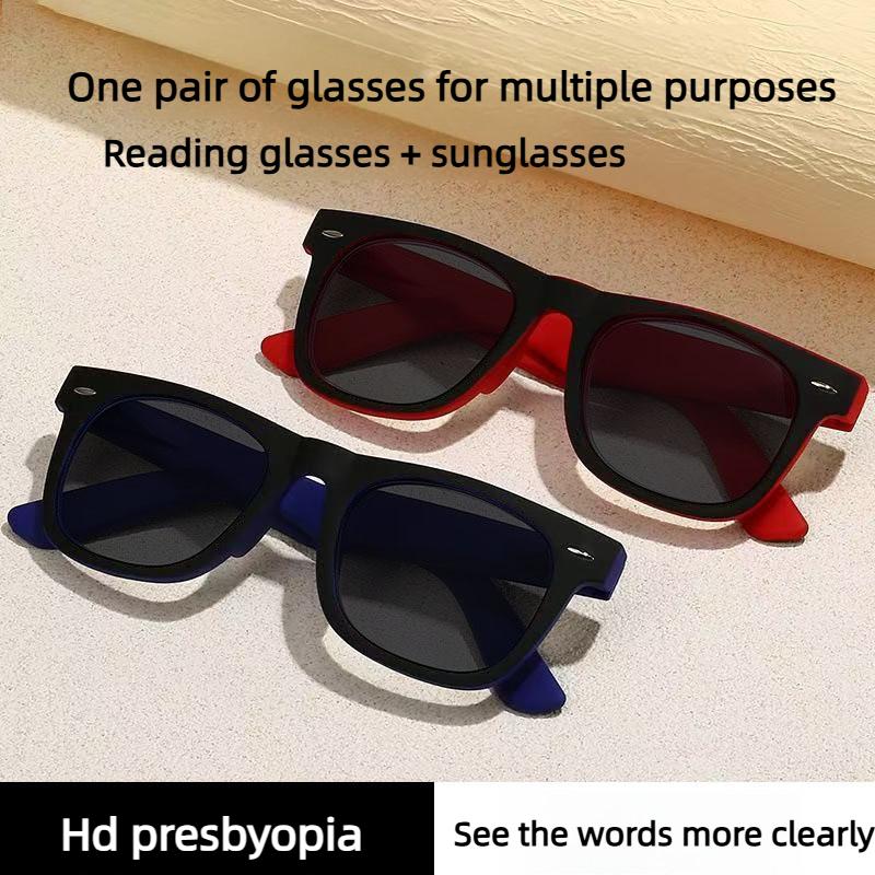 New Rivet-Style UV-Protective Presbyopia Glasses Unisex Fashion Square-Frame Outdoor UV400 Sun Reading Glasses Diopter 0 To +4.0