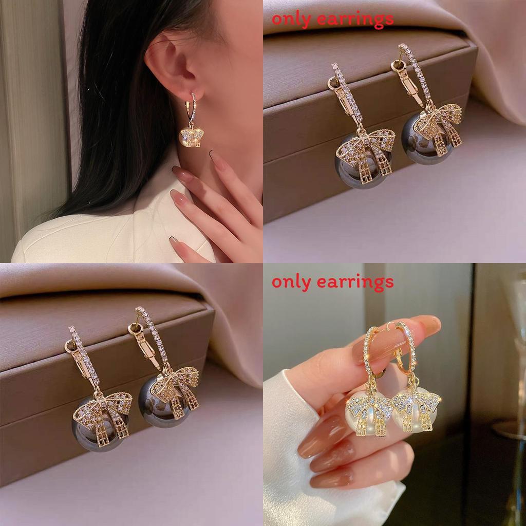 Korean Girl Butterfly Pearl Earrings With Alloy Material For Women Fashion Accessories