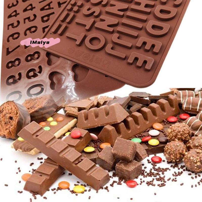 Silicone Letter & Number Chocolate Molds Set Alphabets & Numbers Baking Tools with Happy Birthday Cake Decorations Fondant Molds