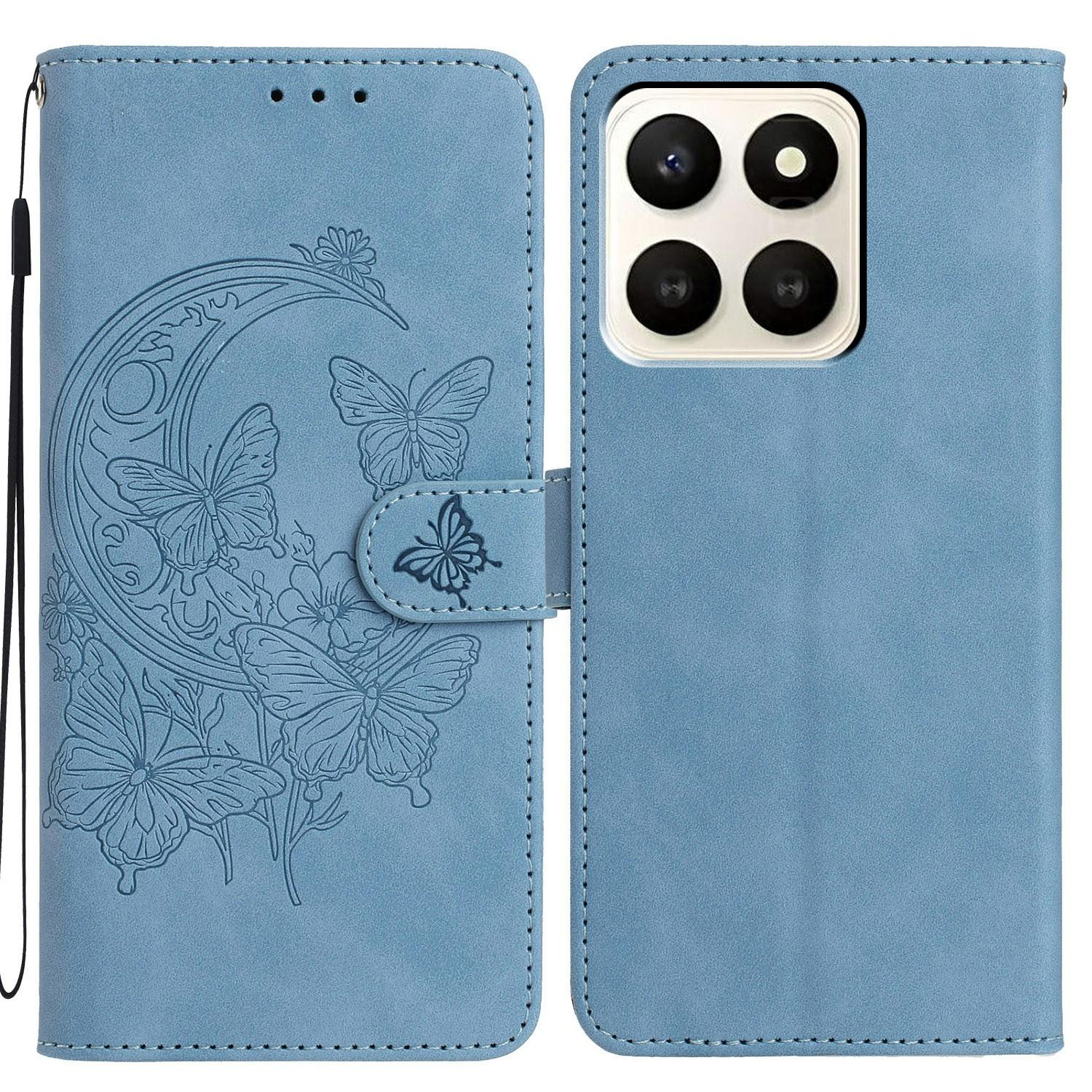 

For Honor X7d 5G Case Butterfly Flower Imprinted PU Leather Wallet Stand Phone Cover