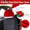 4 Pieces LED Santa Claus Hat Car Seat Headrest Covers Colorful Light Christmas Car Decoration Soft Car Seat Head Rest Cover Protector Interior
