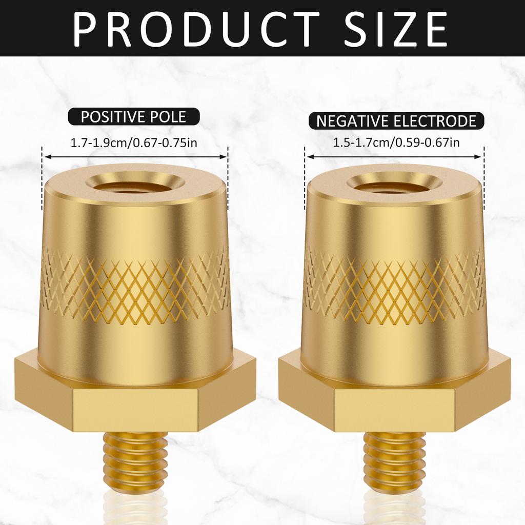 1 Pair Battery Pole Adapter Brass Battery Terminal Connector M6 Thread Positive Negative Battery Post Connector Terminal Adapter