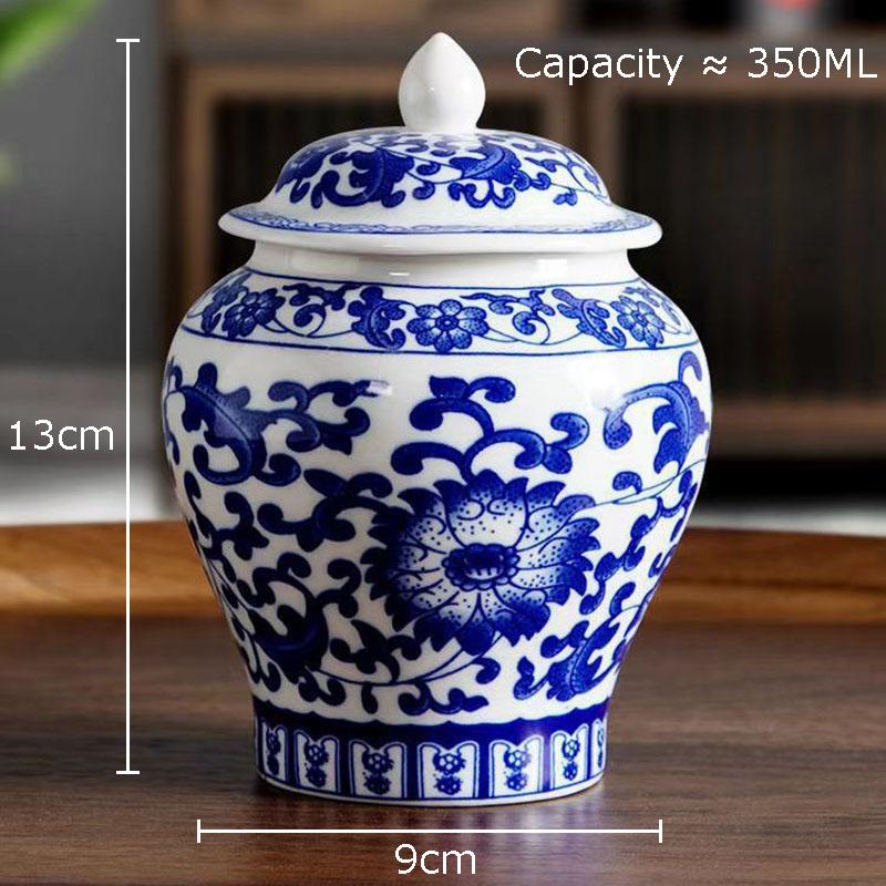 

Blue and White Porcelain General Jar Tea Canister Sealed Ceramic Storage Jar with Lid Desk Decoration Candy Pots Tea Caddy