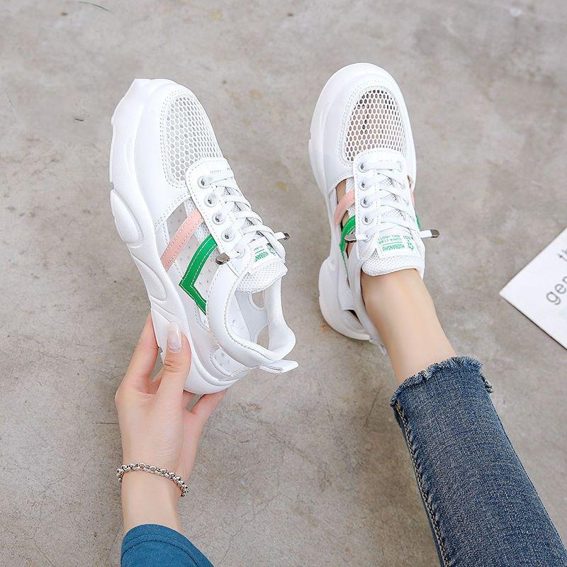 Prodyšná síťovina Malé bílé boty Dámské Letní Tenké Dírkované Sportovní Ležérní Boty Sandály