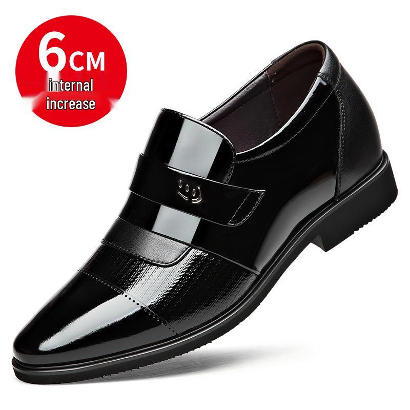 

Мужские формальные кожаные туфли с увеличением роста - Натуральная блестящая коровья кожа для бизнеса и свадеб 39