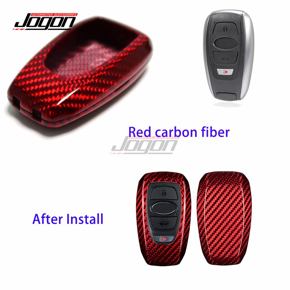 Carbon Fiber Smart Remote key Case Fob Case For Subaru WRX STI - Exterior Remote Smart Key Case Holder Fob 4 Buttons Key Red carbon fiber