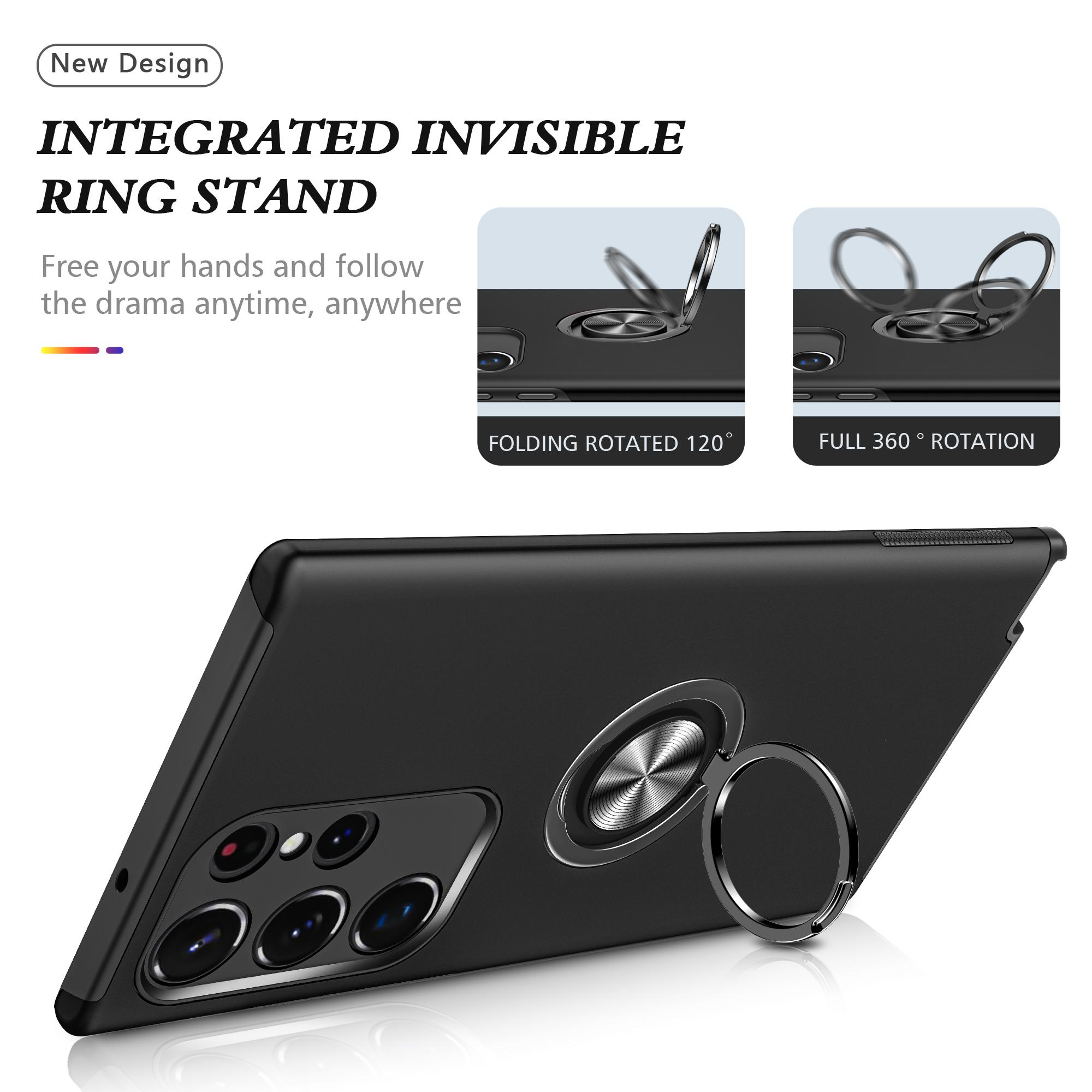 

For Samsung Galaxy S24 Ultra Cell Phone Case Anti-scratch Ring Kickstand Back Shell Red
