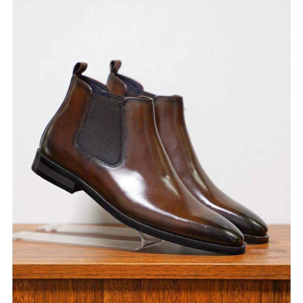 

Британская кожаная обувь мужская обувь челси ретро ручной работы кожаные ботинки высокий верх ботинки мартин 48 темно-коричневого