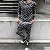 Men's Tracksuit 3D Plaid Printed Sports Casual Set Fashion British Style Gentleman Jacket Tether Trousers 2-piece Suit