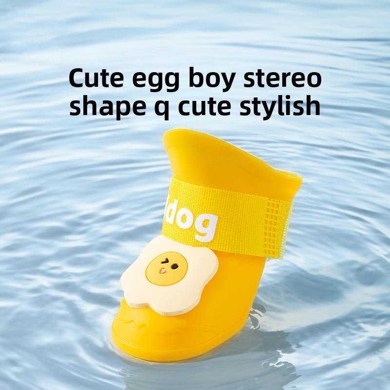 Dog Outdoor Waterproof Rain Shoe Covers Cartoon Egg-shaped Anti-dirty Durable Non-slip Cat Pet All Seasons