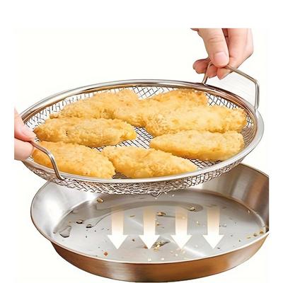 Vassoio Filtro Olio in Acciaio Inossidabile, Cestello a Rete Rotondo Riutilizzabile, Colino da Cucina, Accessori per Barbecue da Campeggio all'Aperto Regalo di Natale