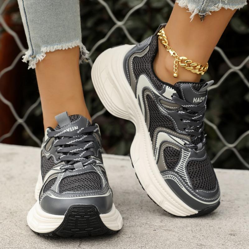 

Fashion 2025 Hot selling stylish and elegant Women s Summer New Thick Bottom Shoes Breathable Thin Mesh Sports Shoes Heightening 35 чёрный