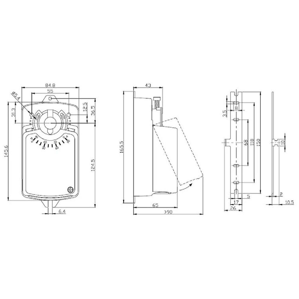 General Damper Actuator 4Nm 0-10V / 4-20mA Modulating In HVAC System Electric Actuator ADC24V / AC100-240V Drive