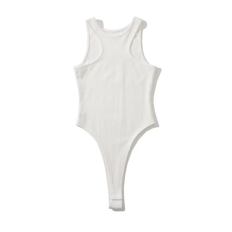 

Круглый вырез Облегающий Однотонный Модный I-образный Спортивный Цельный White S