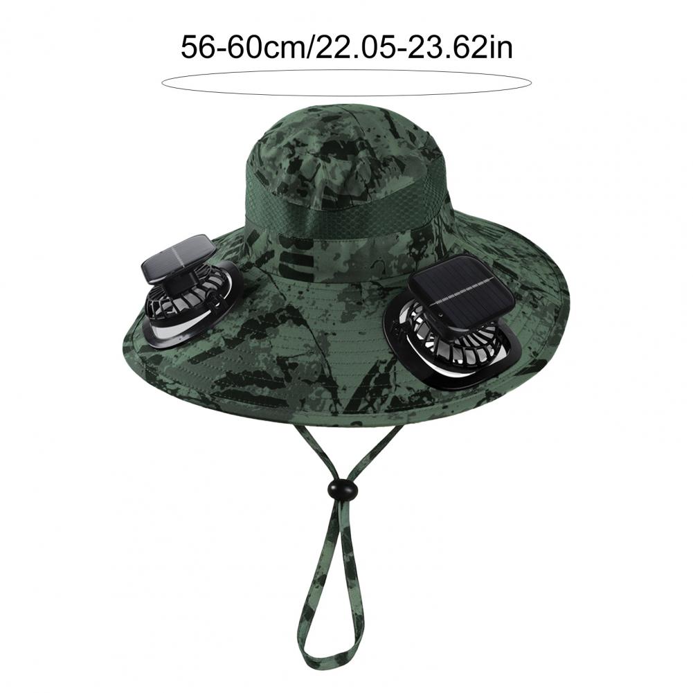 Solar Powered Fan Hat Fisherman Hat with Dual Brushless Solar Fans Forehead Neck UPF50 Anti-UV Wide Brim Hiking Fishing Hat