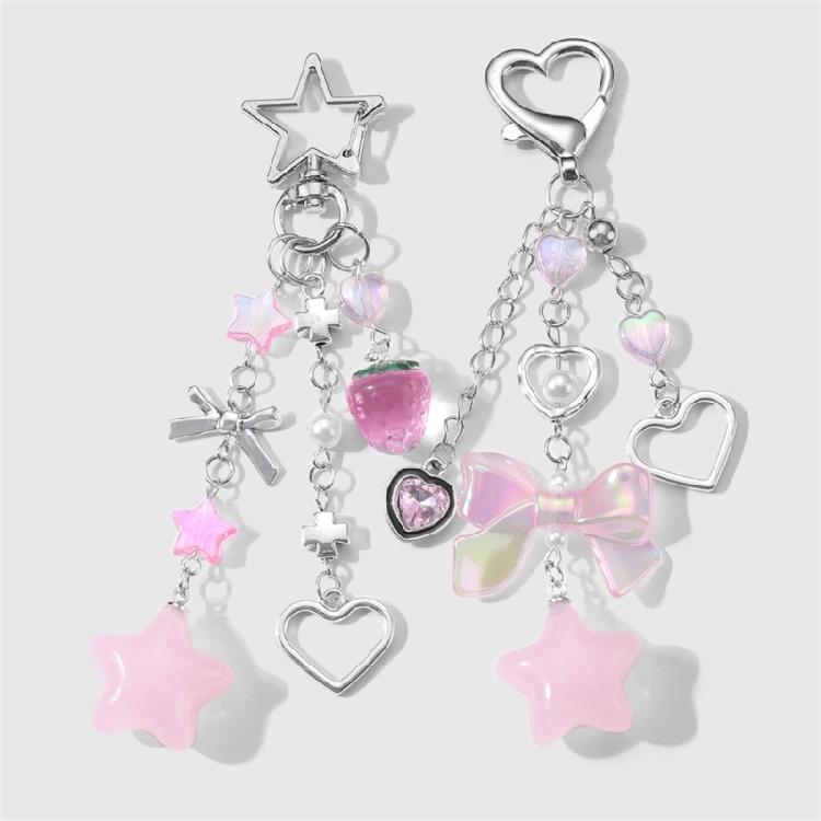 Cute Keychains for Girls,Lovely Car Keychain Accessories,Key Purse Handbag Charms for Women Bows Star Heart Keychain