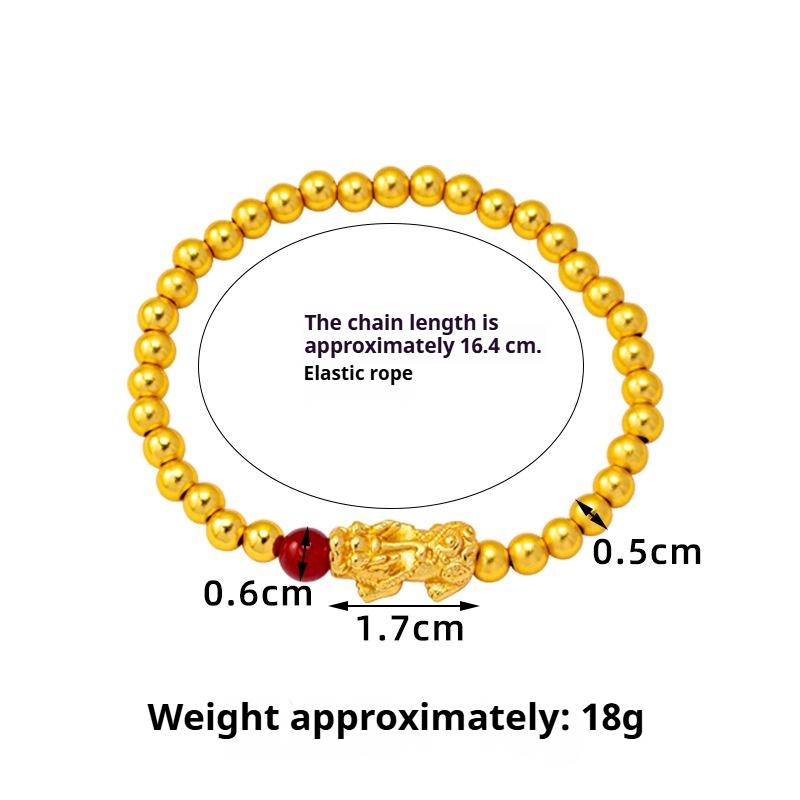 Gold Sand Bracelet, Palace Style, Ancient Method Beaded Pixiu Bracelet for Women, Retro, Long-lasting Colorfast Jewelry