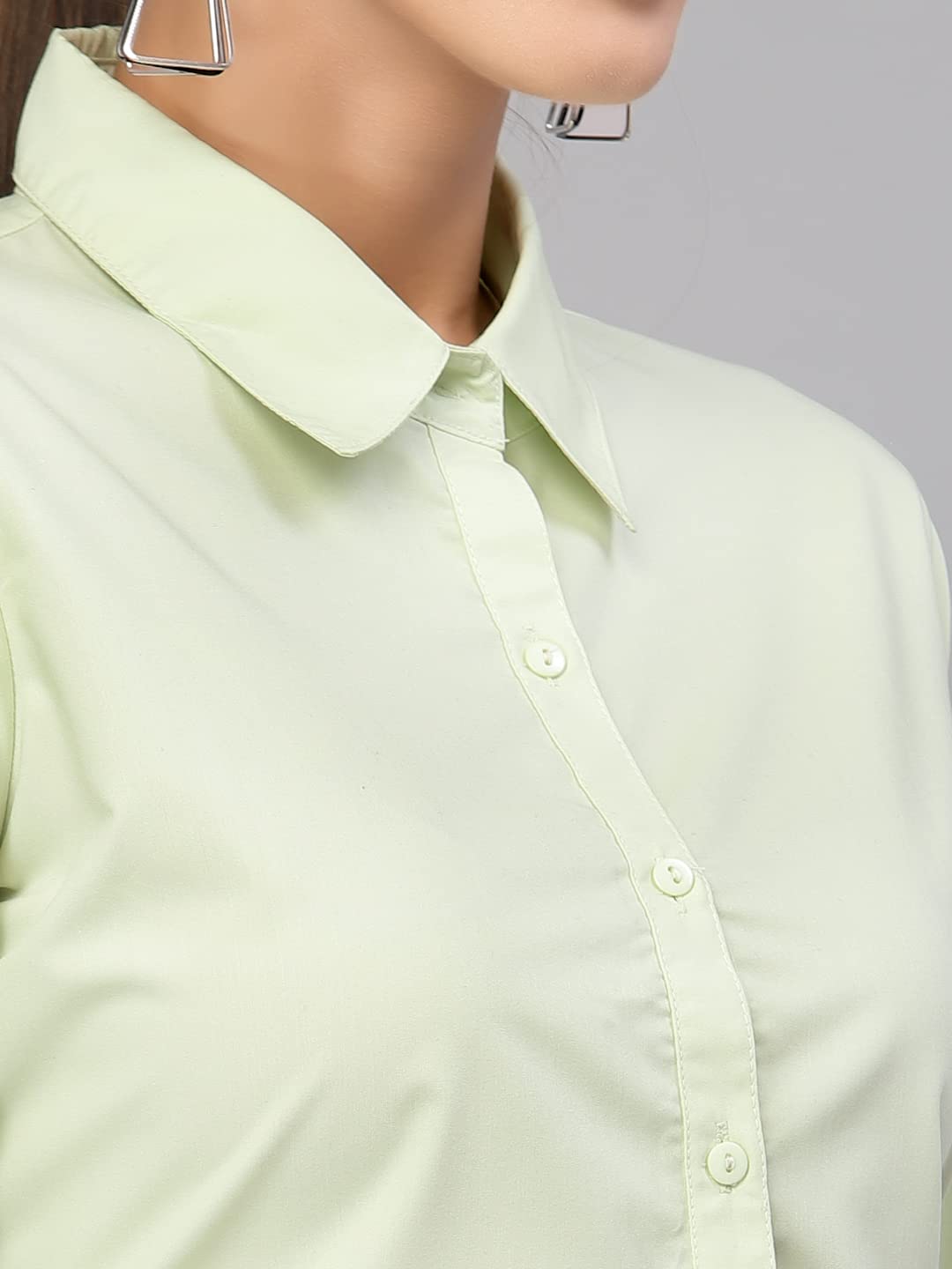 Style Quotient Women Solid Light Green Polycotton Regular Formal Shirt S зелёный