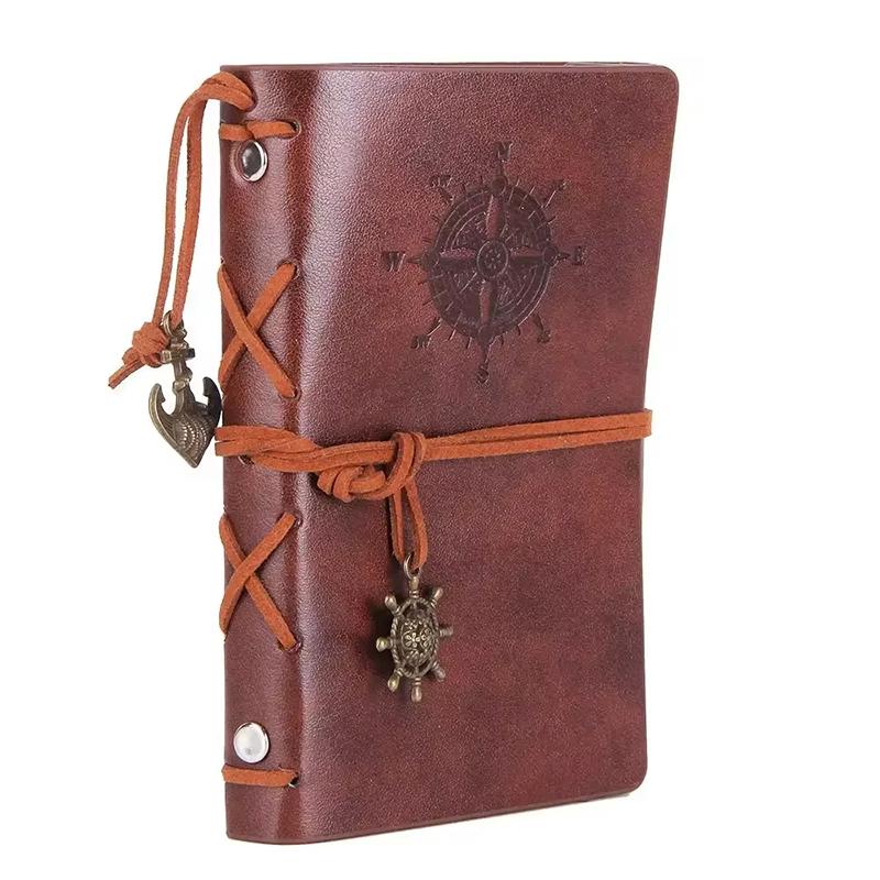 Retro Notebooks Journals Agenda Binder Sketch Book Leather Soft Cover Replaceable Kraft Paper Inner Korean Stationery