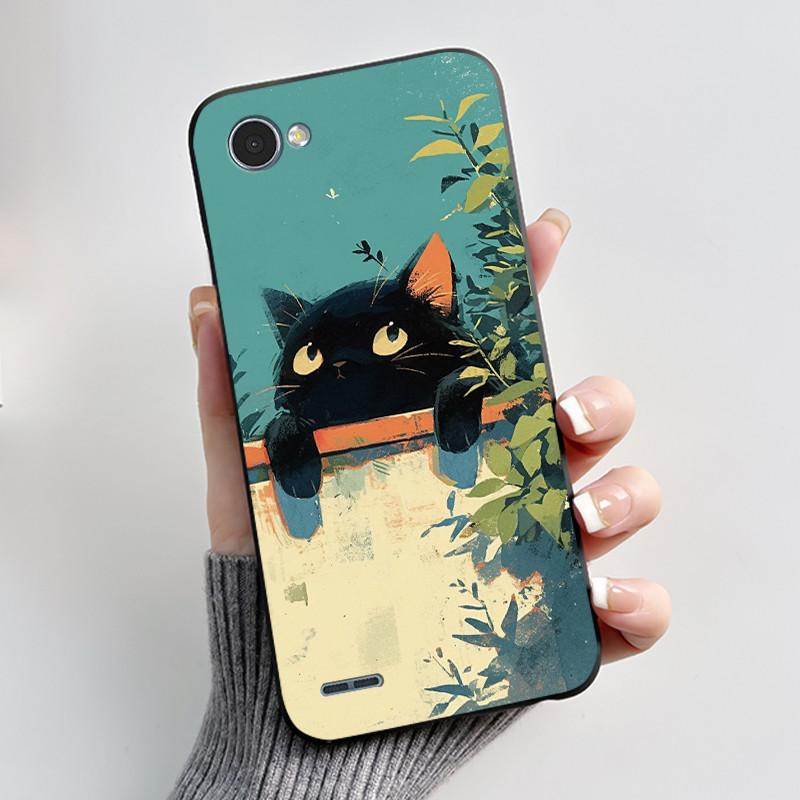 Cute Case For LG Q6 Fundas LG G6 Mini Capa Coque Printing Shell Protective Cover Soft Silicone Cartoon Black Casing