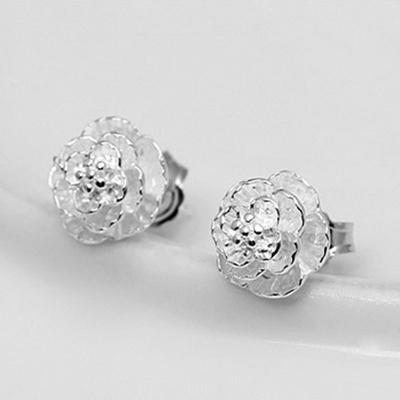 Kuaishou Fashion Silver-Plated Ear Studs Women's Romantic and Elegant Love Ear Studs Earrings