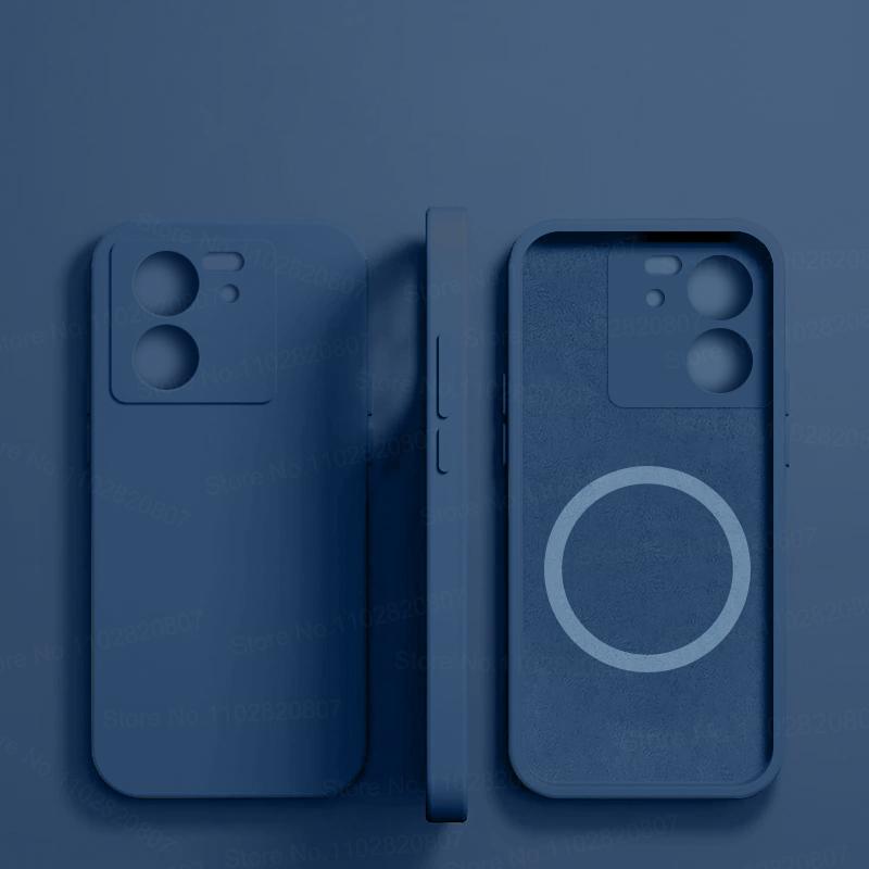 

Для Magsafe Магнитный Силиконовый Чехол Для Xiaomi Mi 14 13 12 13T 12T Ultra Redmi Note13 12 11 10 Pro Plus 5G Беспроводная Зарядка Чехол For MI 13 Pro темно-синий