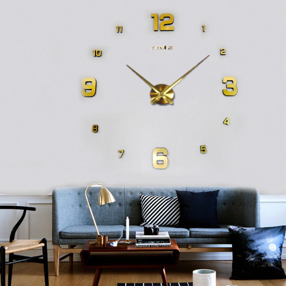 Nordic Minimalist Living Room 3D DIY Wall Clock - Large European & American Style