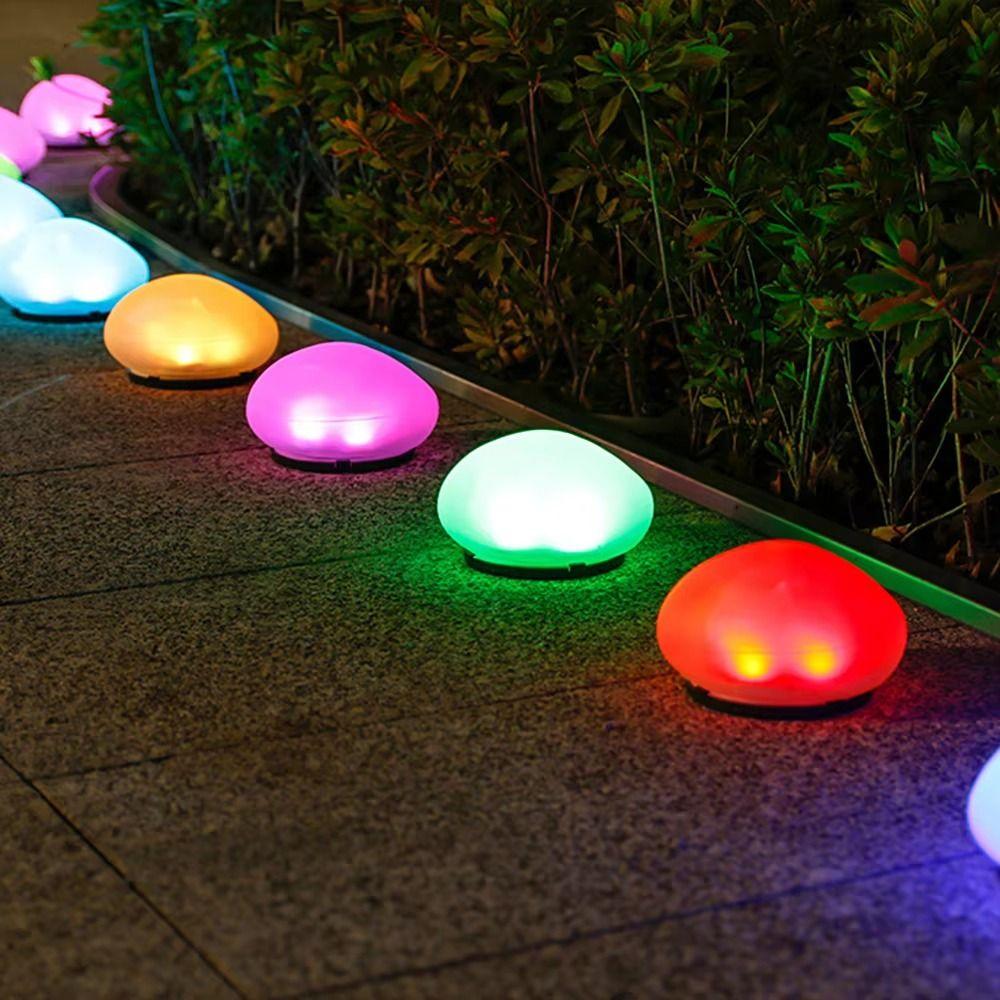 Energy Saving LED Solar Light Cobblestone Shaped Solar Lawn Lamp Creative Solar Stone Lamp  Garden